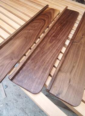 8胡V免打孔黑桃实木墙上LVI置物架壁墙面一字隔板装挂饰客原厅电