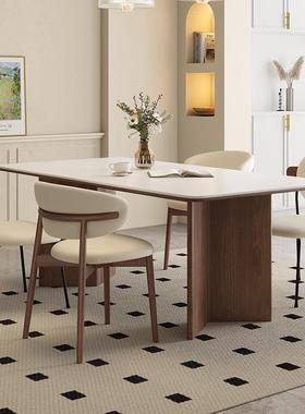 油利丰实木德岩板餐桌现代简47803约全托长方形古家用中风小户型