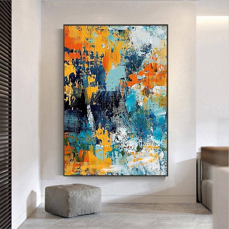 纯手绘油画画客厅玄关幅过立道体肌理装饰挂大抽NON象现代简约落