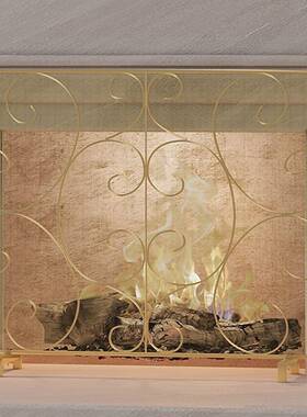 金色铁线铁卷装饰铁QKA艺屏室内客，厅壁风炉安全隔断屏风