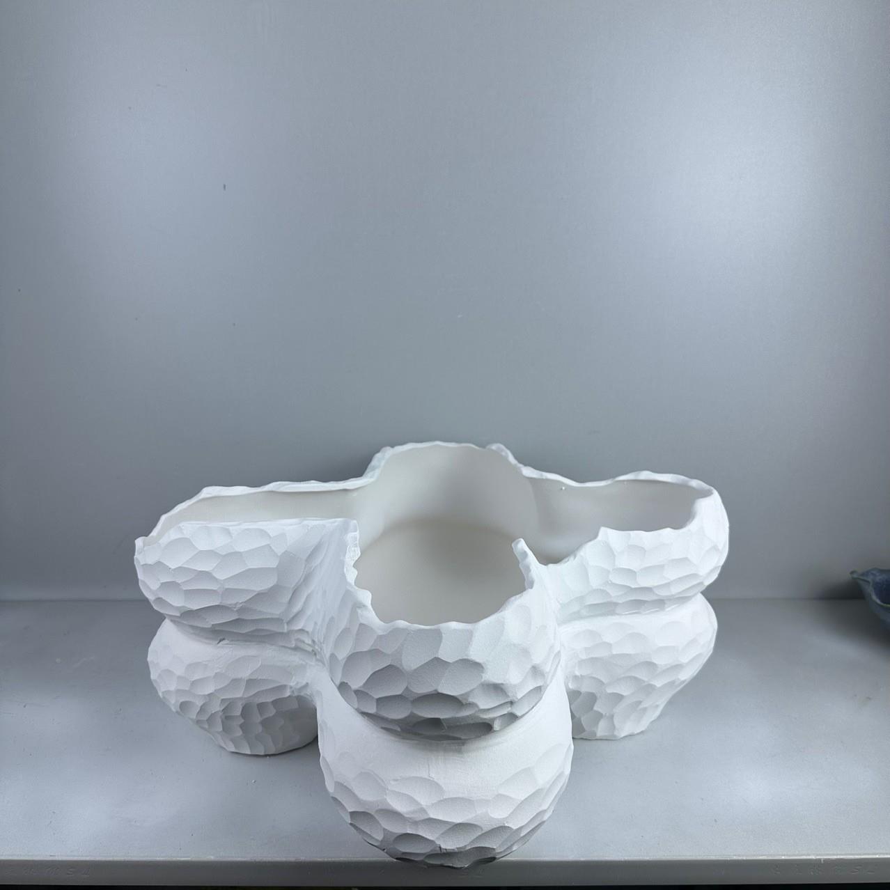 现代意简约创瓶陶花457花盆摆件样瓷板间售楼处客厅桌面插花器装