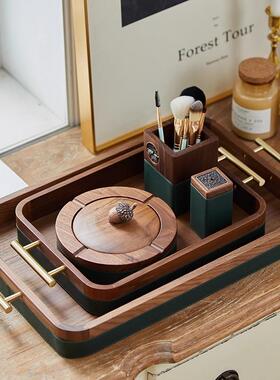 黑巾胡47410木客厅抽纸盒餐厅纸盒牙签筒盘桌面收纳盒实木家居套