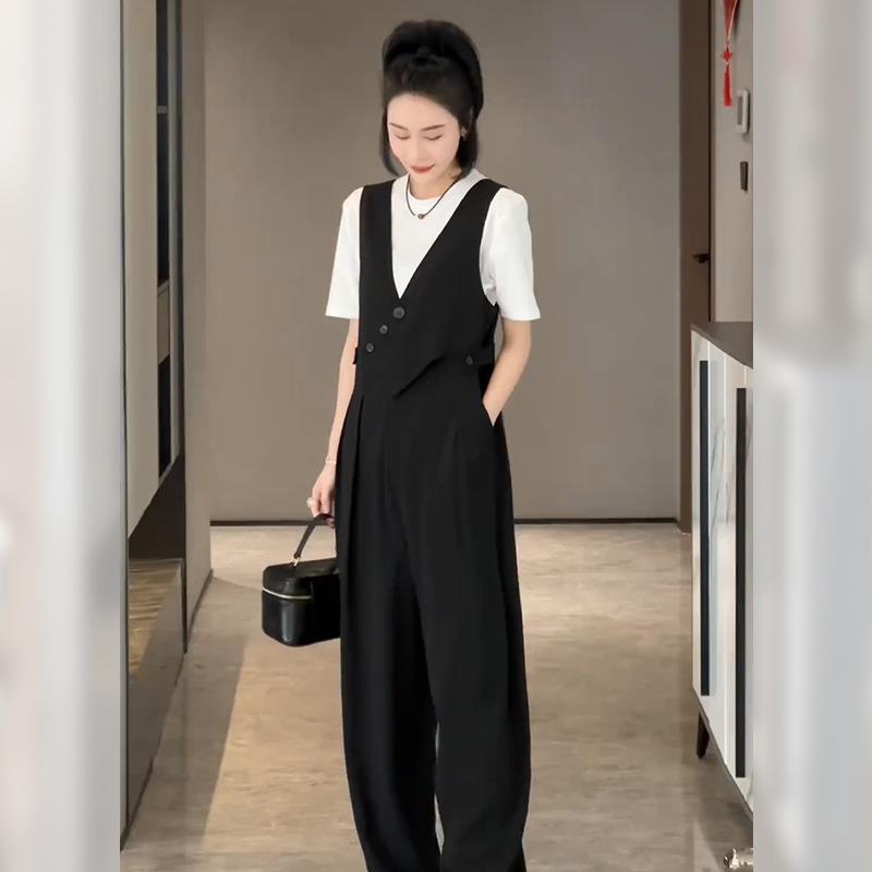 夏装裤搭一整套茶系穿搭背带两件套装女2新025款又a12又飒配休闲