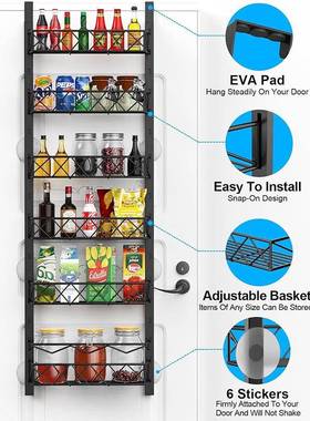 厨OCJ房门后置物架多功架能储物架橱柜门挂钩收纳调可节调调味品