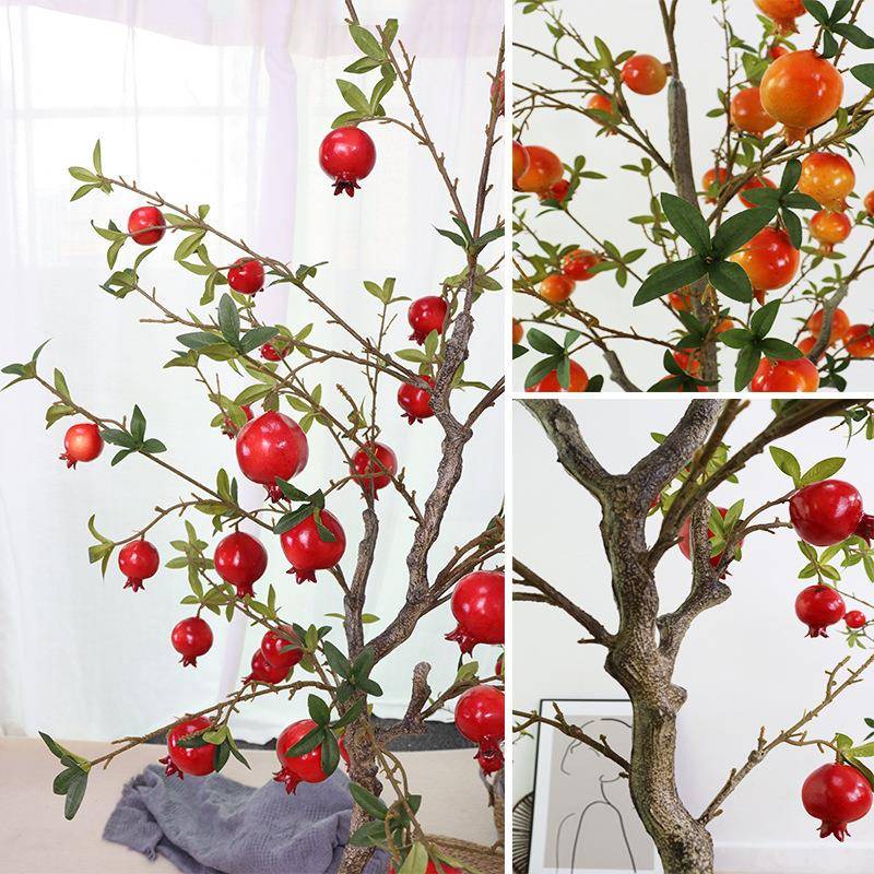 仿内景真植物大型仿真石榴树栽BEL高端果树室装饰摆件假树盆亚马