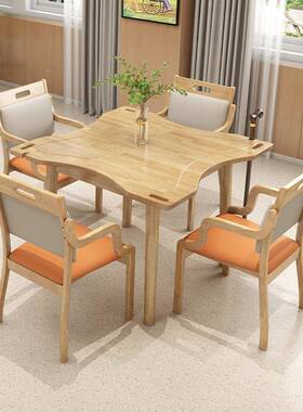 实木老12829年桌家子适老化餐桌组合养老公院寓具敬老院康椅养休