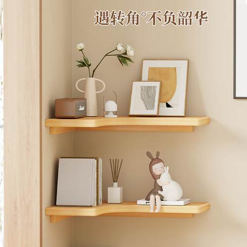 木墙厅角免18751置物架多功能墙上打孔隔板客实转角搁板三角架挂