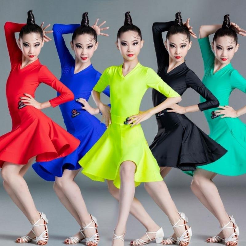 舞蹈服拉丁拉丁舞服2052新分款体童女春夏表演服练功服LSD大裙摆