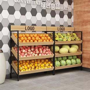 新款水果展示23554架生鲜蔬菜倾斜口置物多层地促销落钢示木陈架