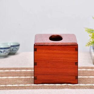 非洲红方花梨纸巾盒素面抽几纸盒实木长纸形FFA客厅茶饭桌餐盒