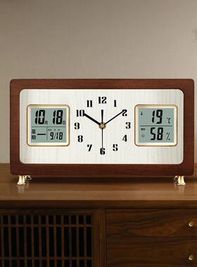 木复古高实档万历985台钟座客厅家用静音桌面时钟摆钟台年式钟表