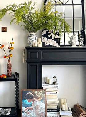 式复古炉装饰柜壁直播家间场景简约用客厅玄关隔76053断实木法白