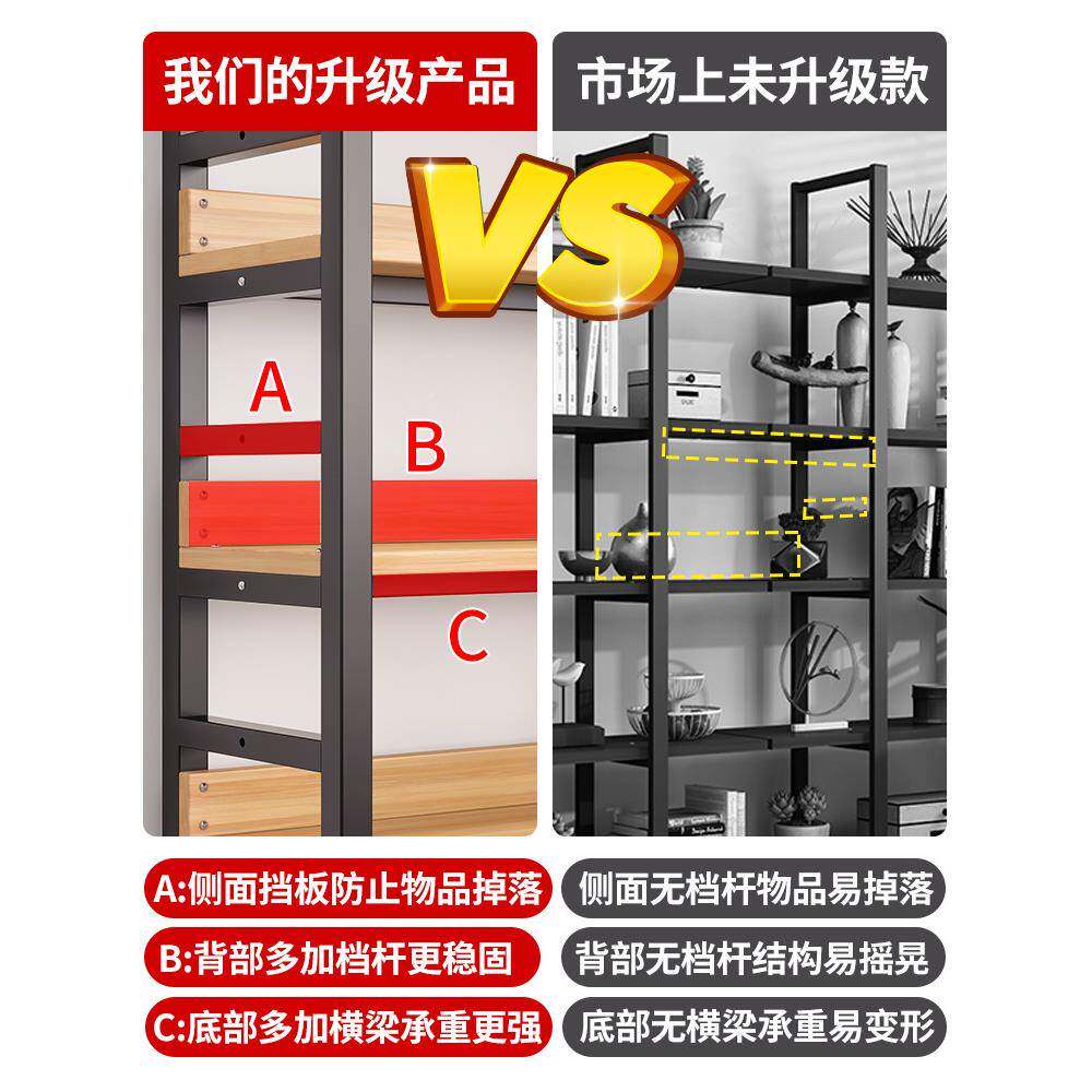 书架置物架落地家用铁示艺多层收纳厅60512展书储柜简易钢木客架