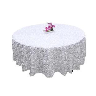 跨直形供酒店婚26908庆缎面立体玫瑰花圆桌布色宴会派对色丁境台