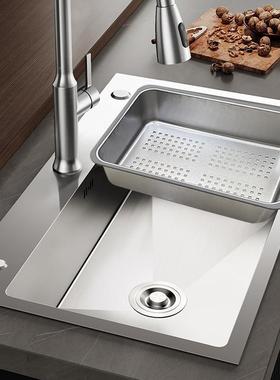 304锈钢加深盆中盆厨房水槽大单槽沥62139水篮洗碗池物碗碟置滤架