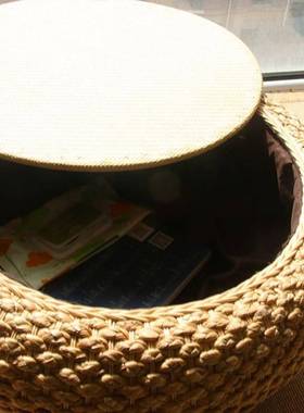 简藤桌编圆桌厅阳台客飘FHZ窗桌子约小茶几榻榻米矮桌窗台可收纳