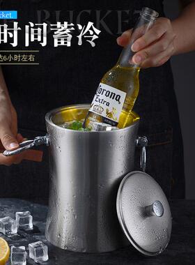 加不锈厚K钢冰桶双层香槟346桶红酒冰镇吧啤酒冰块桶TV酒用具冰酒