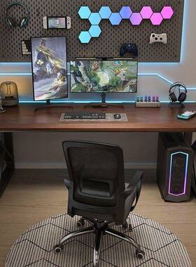 实木双10936台式电脑桌用卧室两人并排家电竞桌长条大书卧人室工