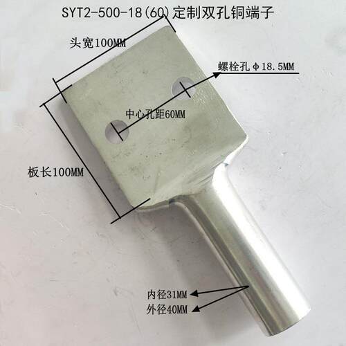 双孔铜铜鼻子贰眼子多孔接头定Y置平板铜线耳ST2-端BOF500-18(60)
