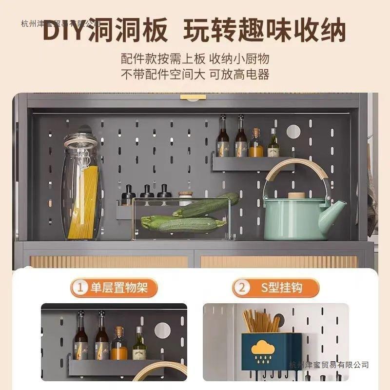 厨房加宽边餐落地多功能AXH置物架微波炉烤箱钢柜制纳收柜家用储