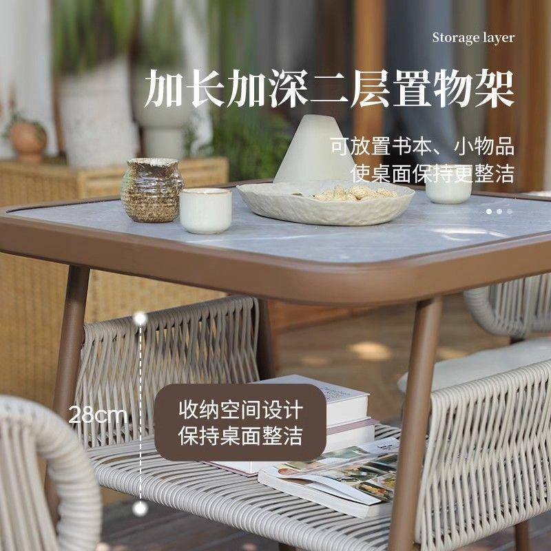YAB茶书阳台桌椅藤小椅三件套组合小户型看喝茶休闲桌椅户外一桌