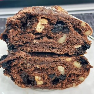 无蔗糖黑巧布朗尼桑其欧包全麦面包巧克力核桃仁坚果学生早餐网红