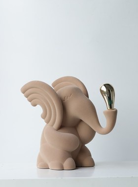 现代创意植绒小象动物摆件样版房玄关柜客厅电视柜儿童房软装饰品