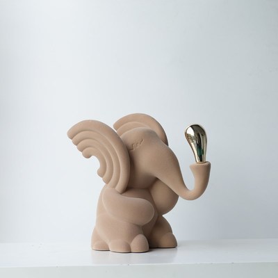 现代创意植绒小象动物摆件样版房玄关柜客厅电视柜儿童房软装饰品