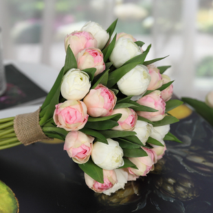 郁金香花束假花仿真花摆设客厅装 饰花卉高档摆件塑料花餐桌花摆花