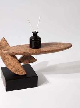 样板间摆件A106侘寂复奇古做风旧抽象平衡软木雕塑酒店玄关柜子新