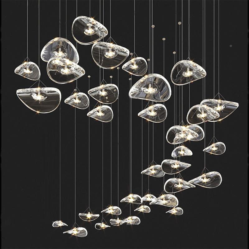 意大利玻璃荷叶吊酒灯店大堂台餐厅楼梯氛围吧创意护线眼HY-01飞