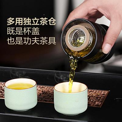 贵人316套不锈钢务茶分离FDE杯高端玻璃商双层泡茶师水礼品装