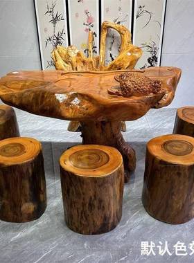 香樟实木墩子原木木树桩木根雕底桩座茶桌茶几木凳头圆558木凳墩