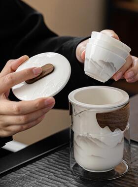 玻璃旅行茶具2025新便携式用51487快收客纳包套装户外茶杯一款人