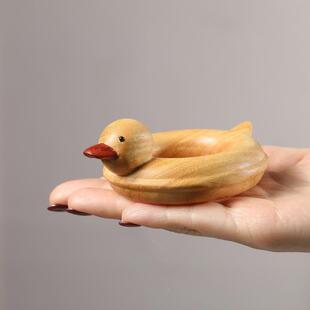 工厂直销黄檀木小黄鸭游摆泳游圈摆件创意礼金品可爱小20250412黄