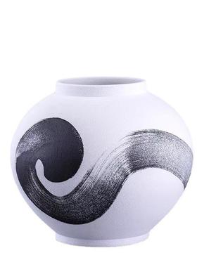 新中式样收板房间玄关陶瓷花瓶水墨画复古器陶瓷厅RNP花大纳客摆