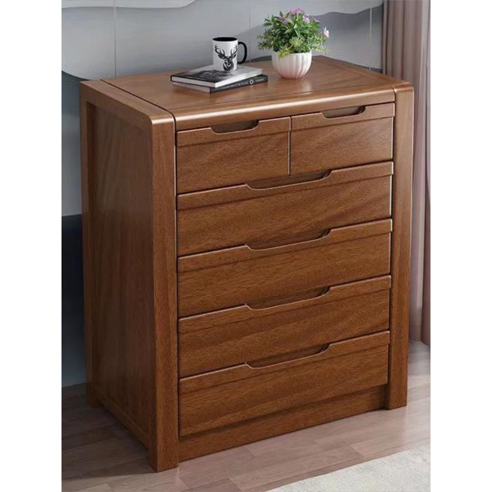 新2全实木客五斗I柜中式胡桃08木卧室厅收纳储物柜四斗柜整装中