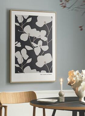 子花开北欧ins风花卉装饰QB202204画卧床头摆栀画挂奶油室色日式
