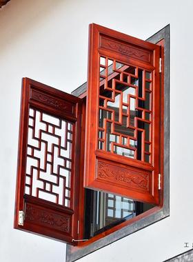 东阳木雕老店中式实木仿古风门窗花门窗定定制屏隔格断花格F97687