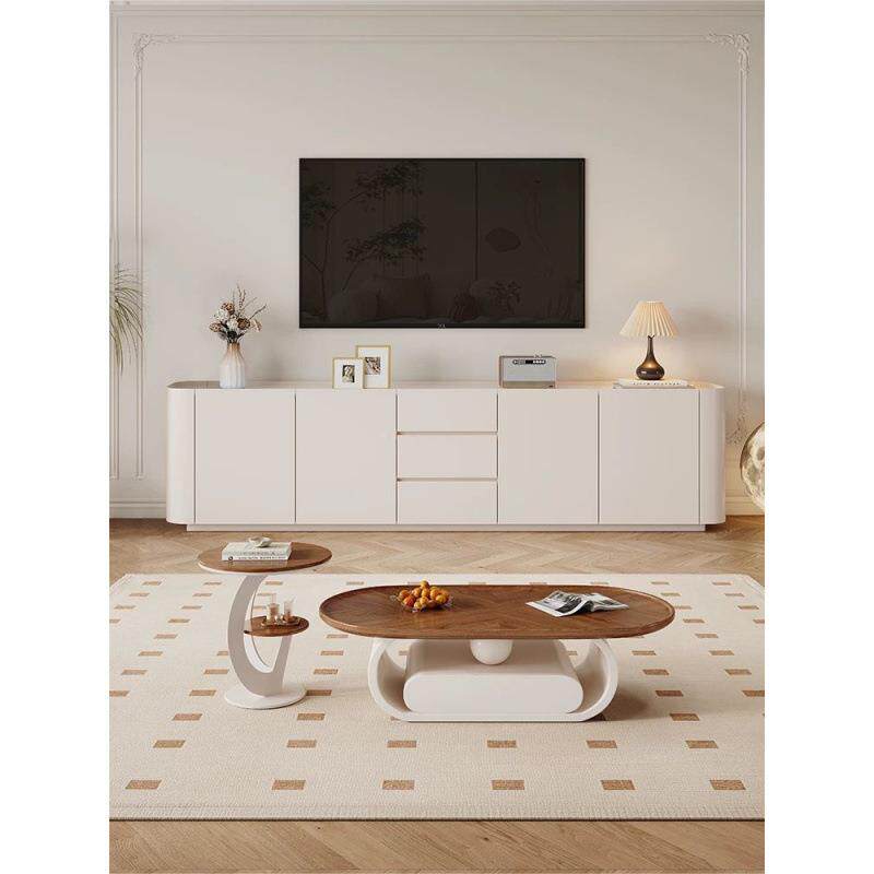 纯实木款电视柜茶几组合简电视柜现代小户板型客厅岩高约落地实用