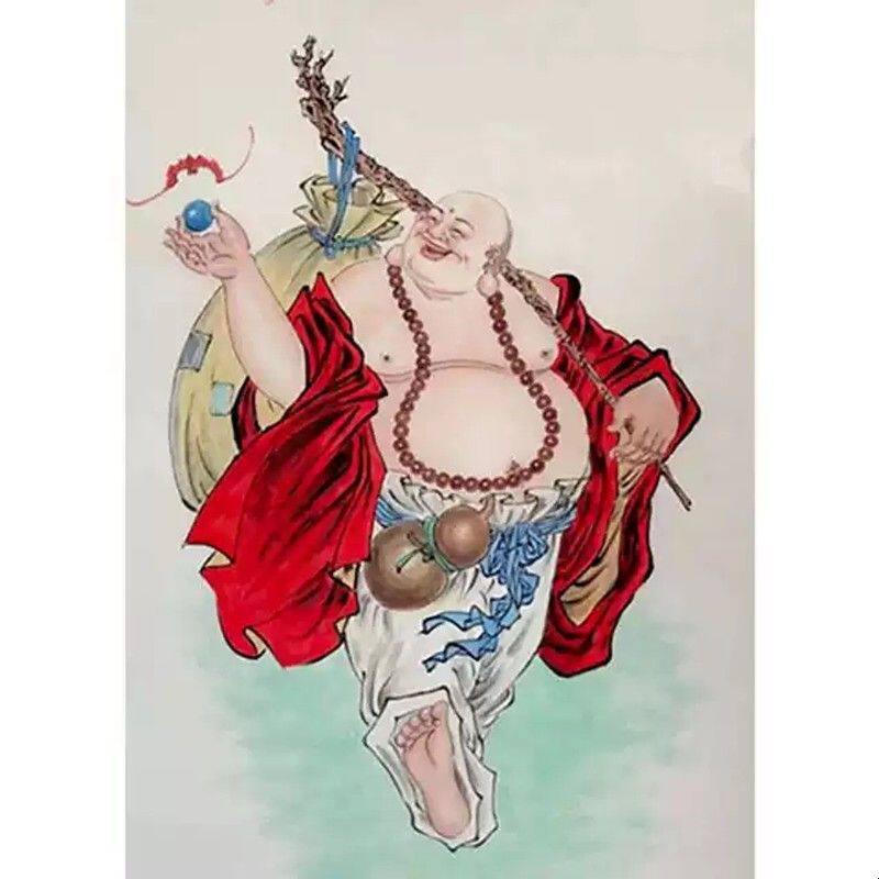 纯手绘弥勒国画人物挂画钟馗成品进宝书房客厅画像纯手工招财