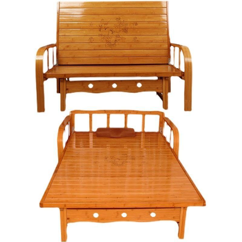 竹床简易折叠床沙发两用人家双人午多功能办公室休单小见详情户经