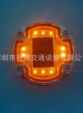 太阳能嵌入式道钉地埋道钉灯防雨等级IP68十字路口发光道钉绿色