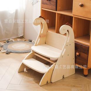 木制宝宝洗手垫脚登儿童恐龙登高椅高台阶家用防滑梯台小凳子