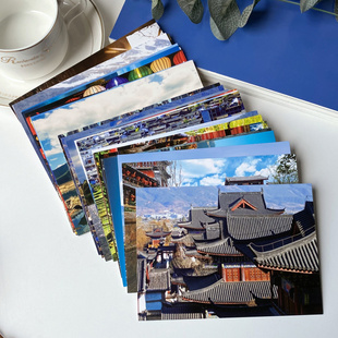 丽江古城明信片人文风景卡片云南旅游纪念泸沽湖街景全貌玉龙雪山