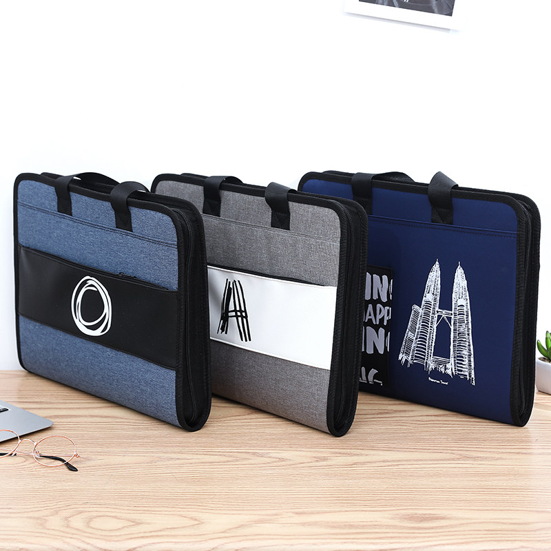 文件袋a4帆布手风琴包文件夹多层学生用手提资料册初中生大容量卷