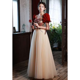 大码敬酒服新娘高级感晚礼服女轻奢宴会气质胖mm订婚在逃公主礼裙