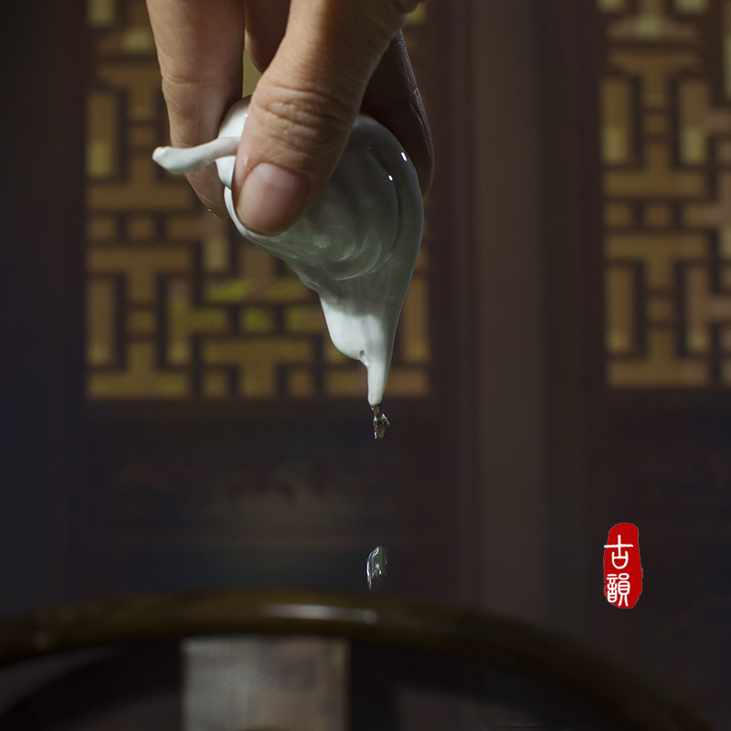 创意佛手陶瓷砚滴禅意文房四宝笔搁书法水滴壶手工仿生水盂小摆件