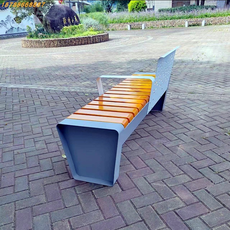 户外公园椅不锈钢休闲座椅排椅菠萝格防腐木休息长椅露天塑木长凳