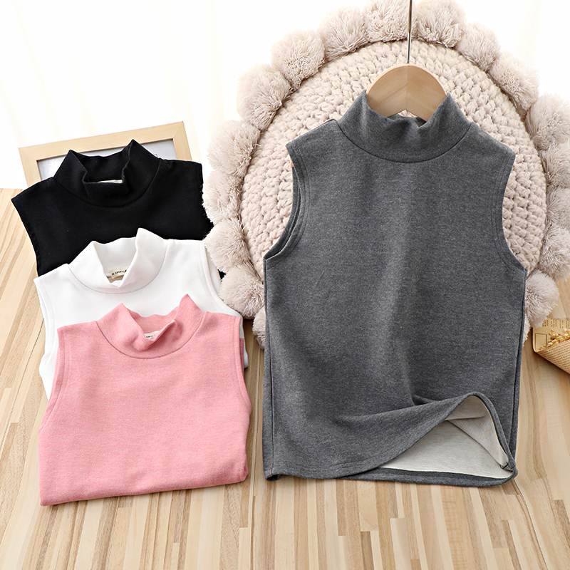 蚕丝儿童保暖背心德绒半高领内穿春秋季男女宝宝马甲加厚小孩内衣